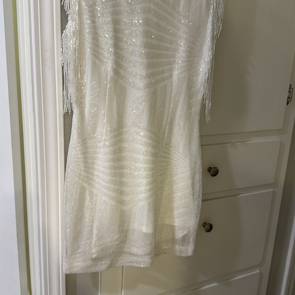 Superdown Carly Fringe Mini Dress in White - Picture 8 of 11